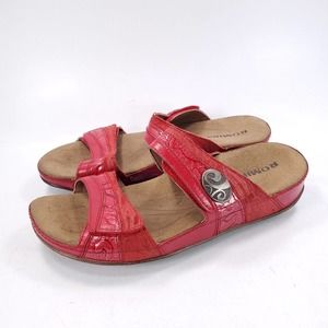 Romika Casual Slip On Leather Sandals Womens Size 8 38 Red Brown